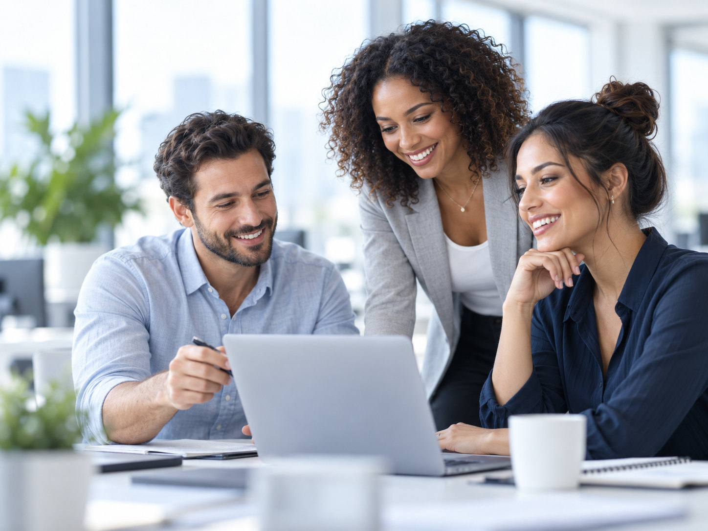 Modern team collaborating in a bright office