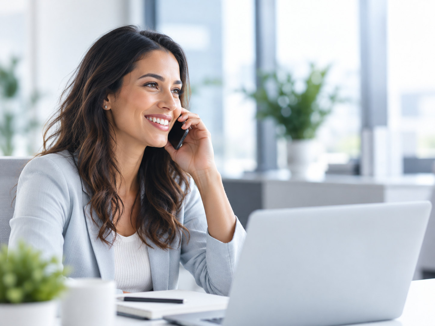 Telemarketing professional speaking with a customer